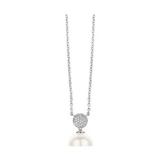 Round Zirconia Pearl Necklace
