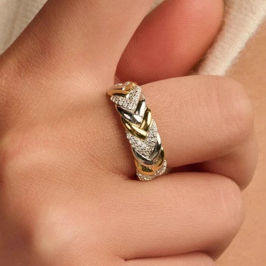 Vintage Zirconia Chain Ring, size 54
