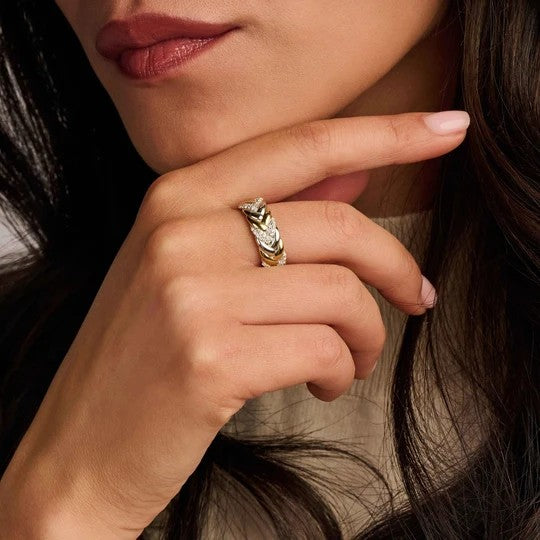 Vintage Zirconia Chain Ring, size 54