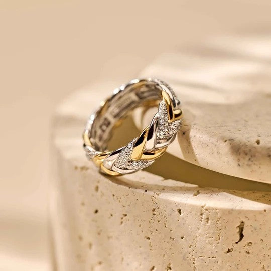 Vintage Zirconia Chain Ring, size 54