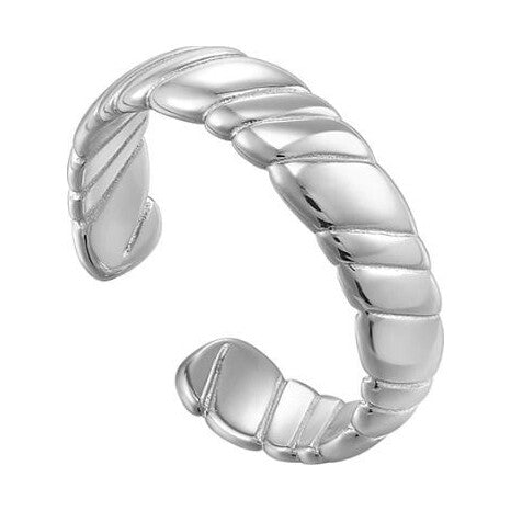 Silver Smooth Twist Wide Band Ring