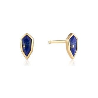 Ania Haie Gold Plated Lapis Emblem Stud Earrings