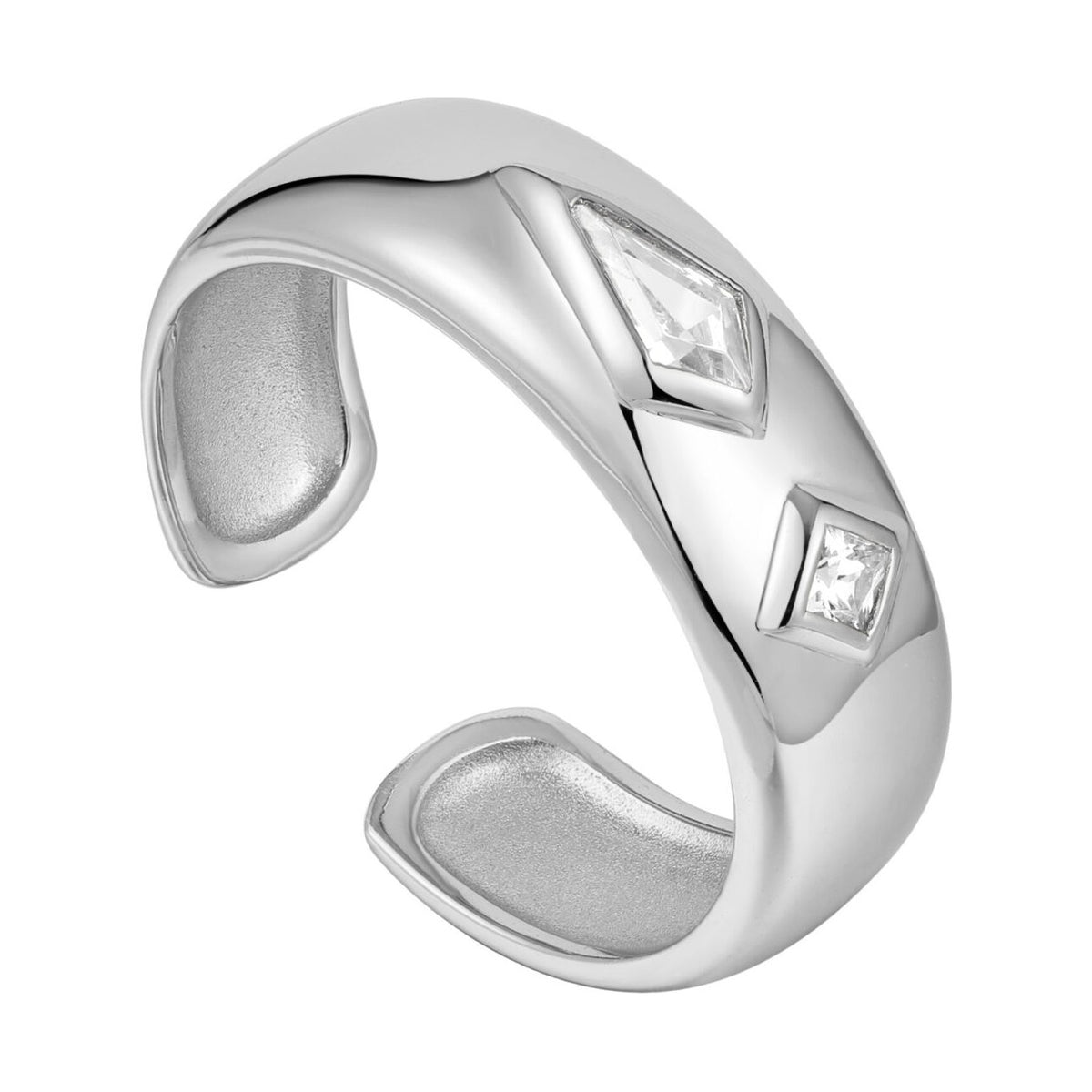 Ania Haie - Sparkle Emblem Thick Band Ring - Silver