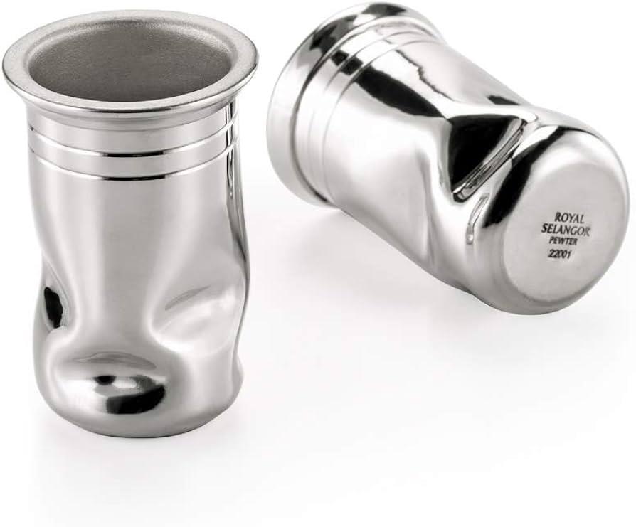Royal Selangor Hand Finished Mallea Collection Pewter Shot Glass Pair -Ex-Display