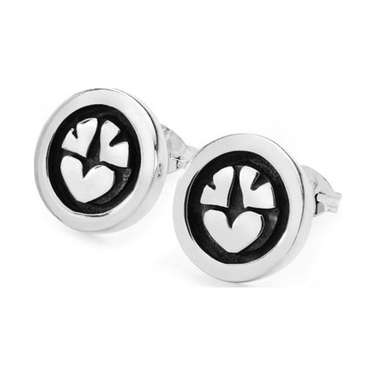 Silver stud earrings with heart detail