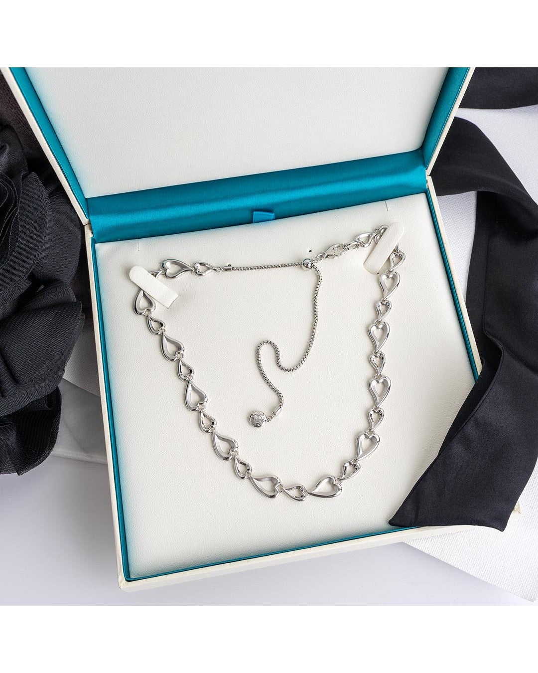 Desire Love Story Heart Multi-Link Slider Necklace