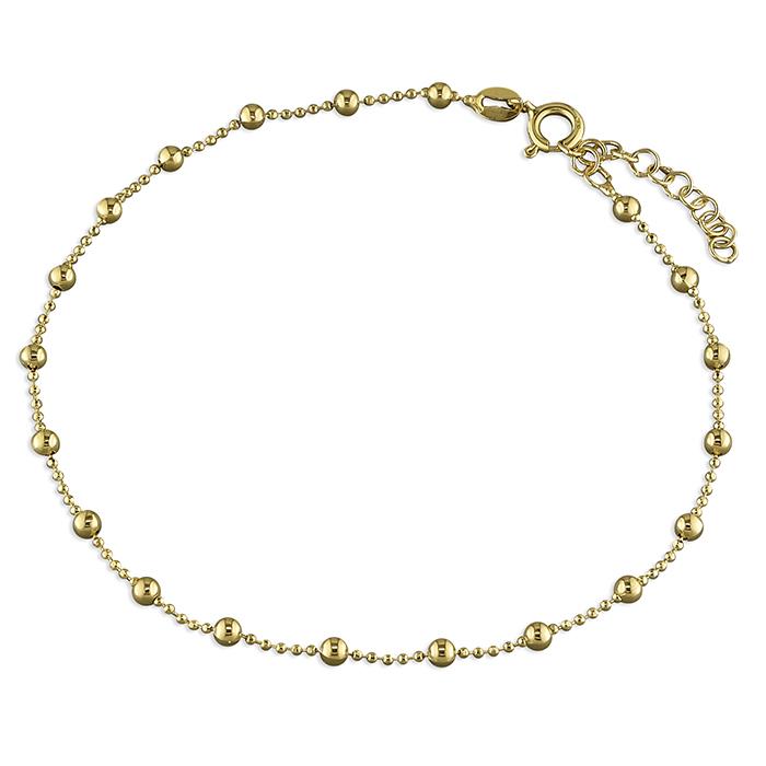 Gold plated silver beaded anklet