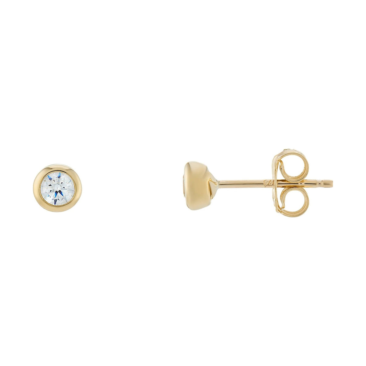 9ct gold 5mm cubic zirconia bouton stud earrings