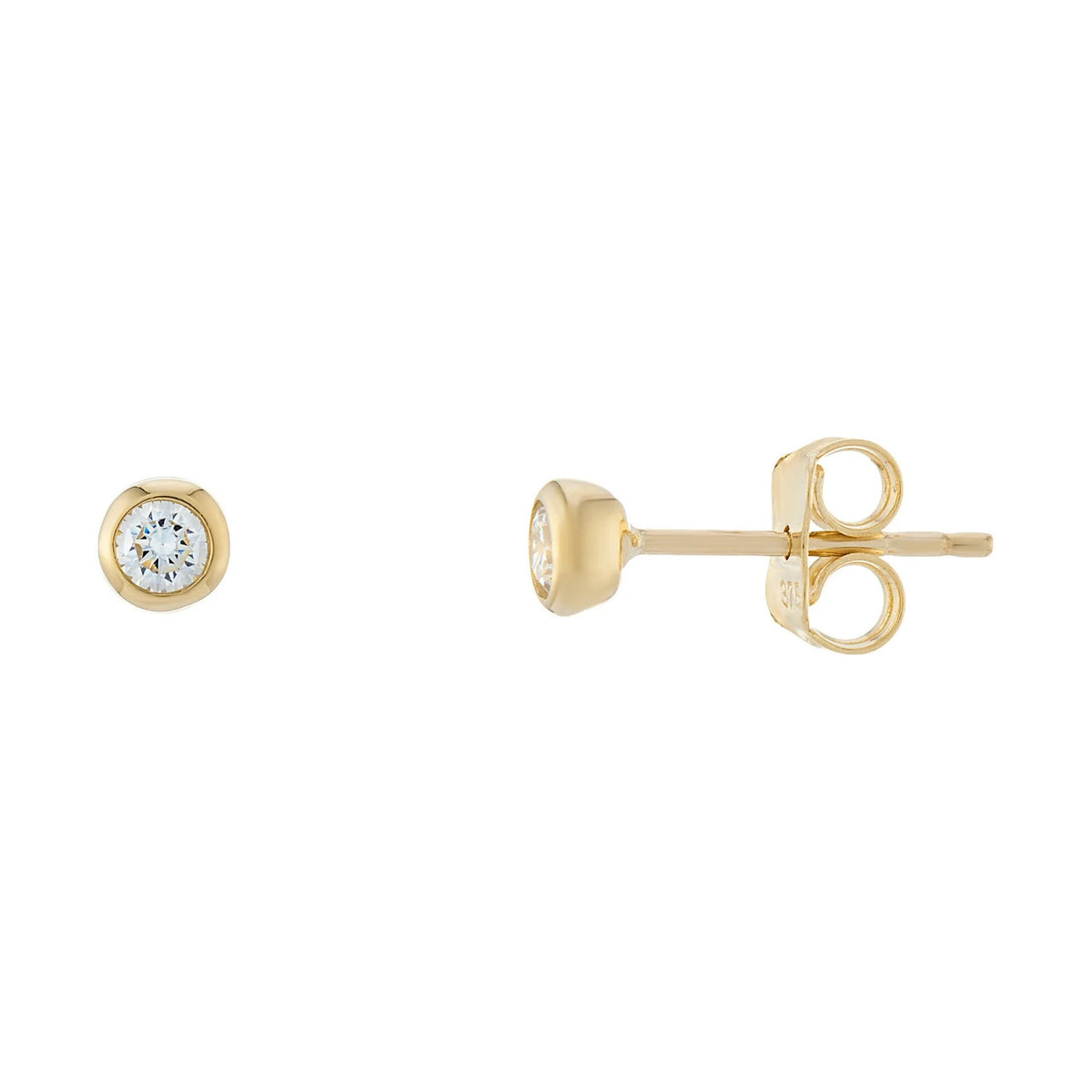 9ct gold 4mm cz bouton stud earrings