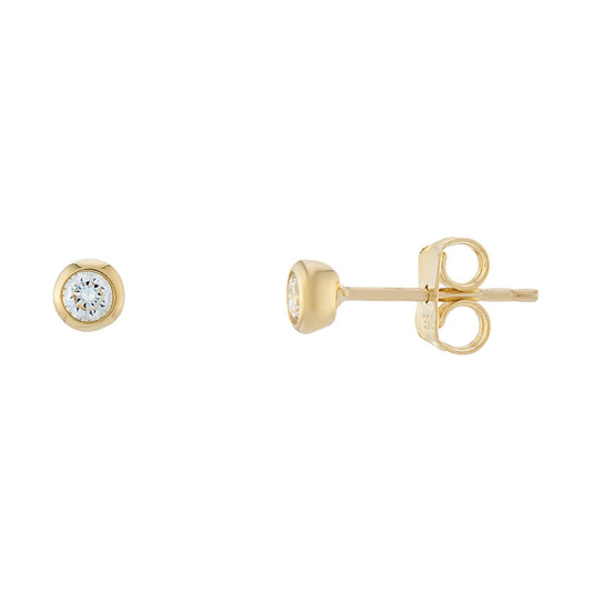 9ct gold 4mm cz bouton stud earrings