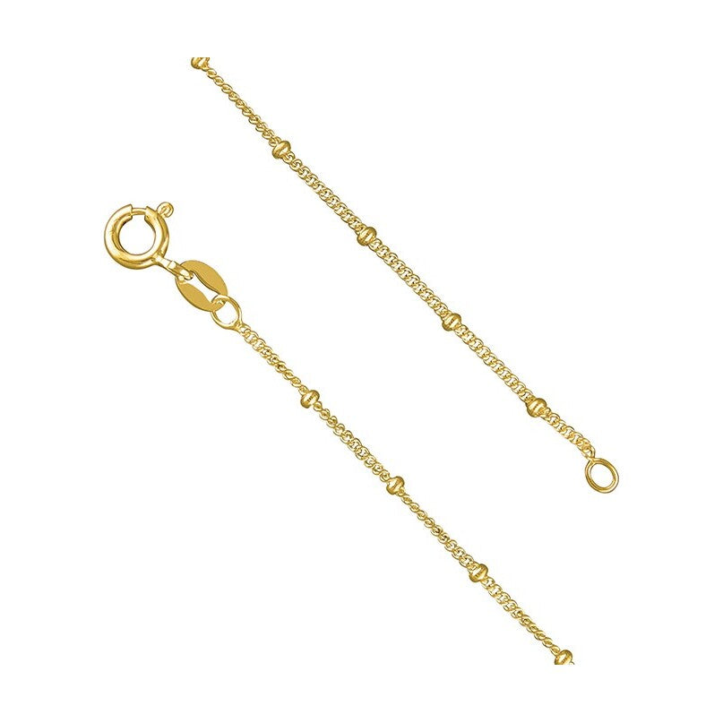 Sterling Silver Chain 46cm/18in gold-plated satellite curb