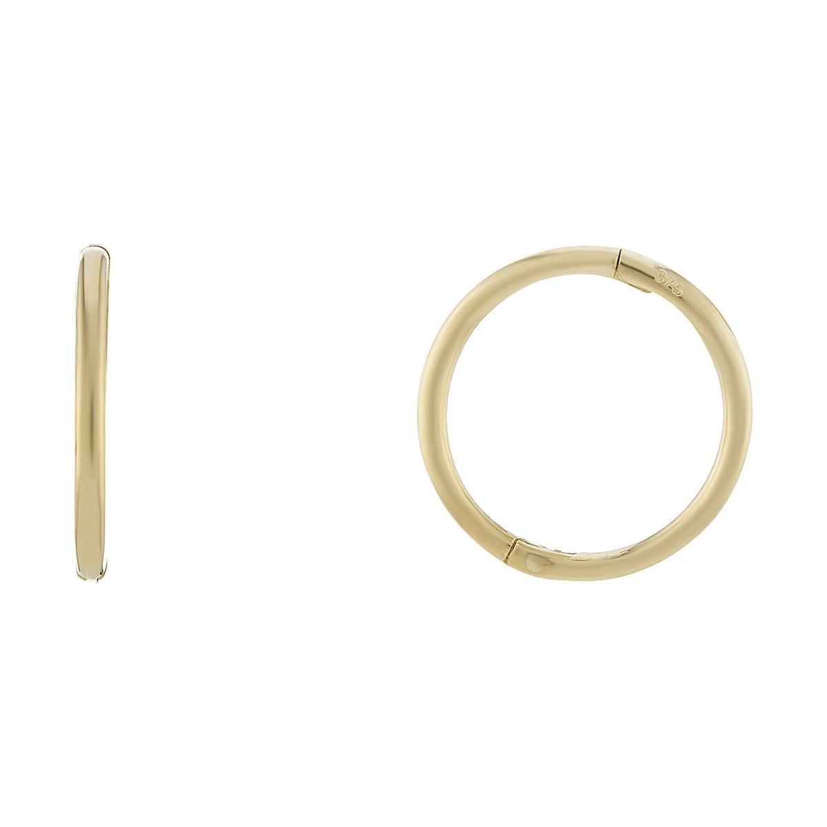 9ct gold 12mm hinged sleeper earrings