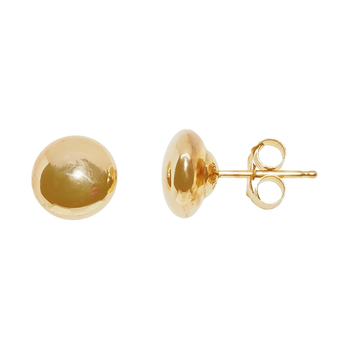 9ct gold 6mm button stud earrings