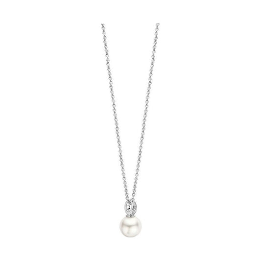 Necklace with pearl and zirconia