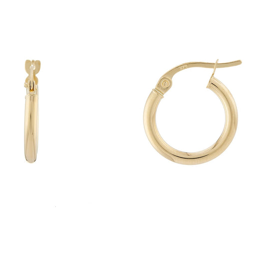 9ct gold plain 2mm x 10mm hoop earrings
