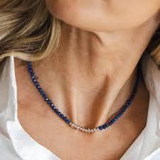 Coast Tumble Azure Lapis Lazuli Gemstone Beaded Necklace