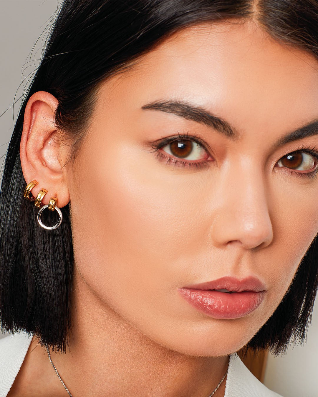 Bevel Unity Golden Drop Stud Earrings