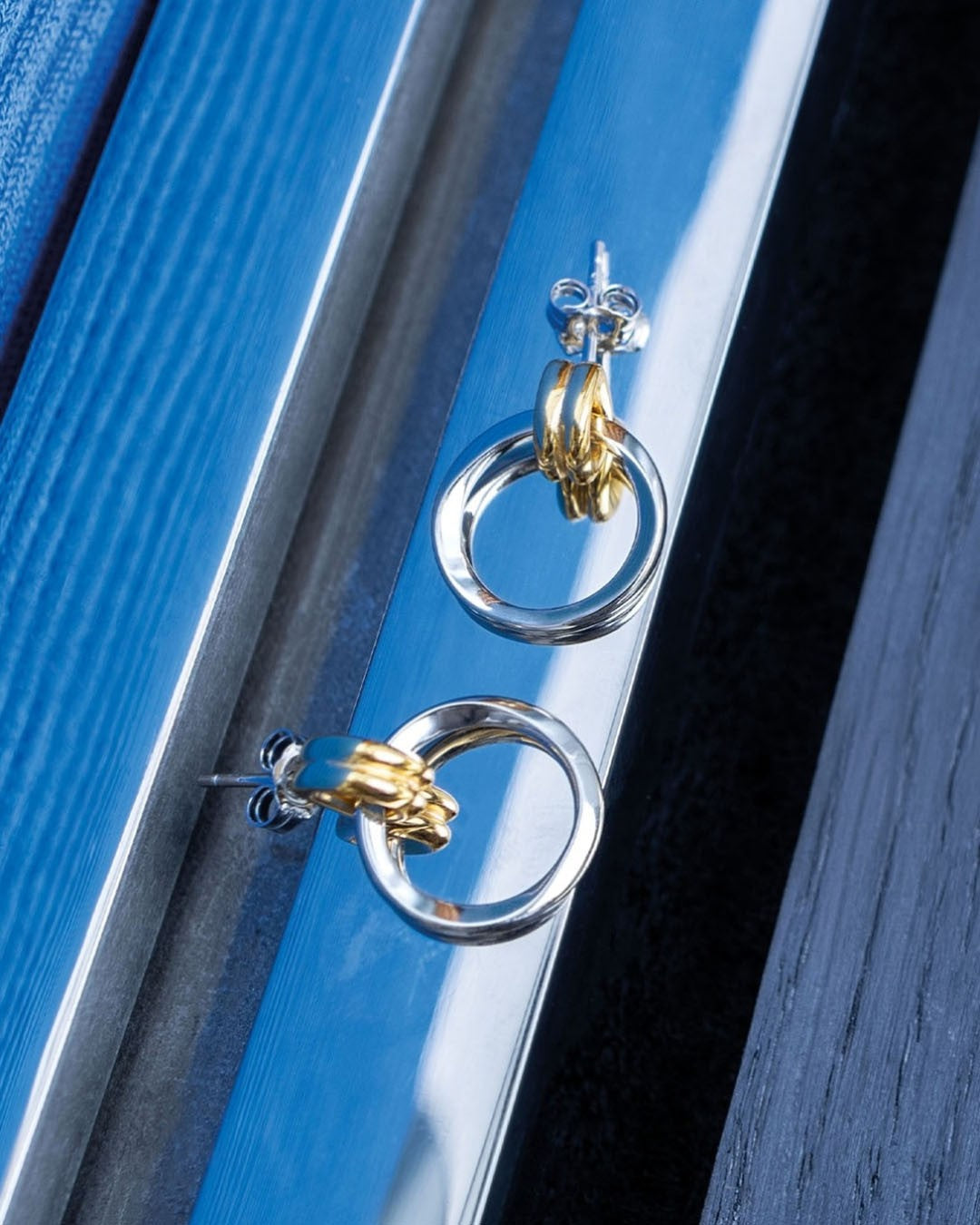 Bevel Unity Golden Drop Stud Earrings