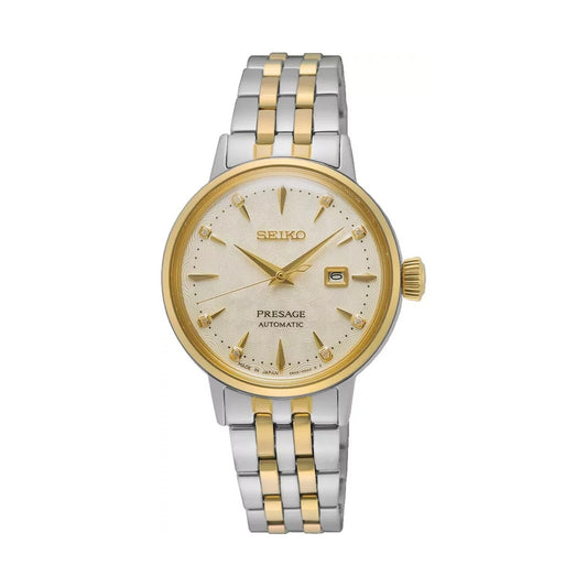 Seiko Presage 'White Lady' Diamond Automatic 2 Tone Yellow & Steel SRE010J1 - Dipples