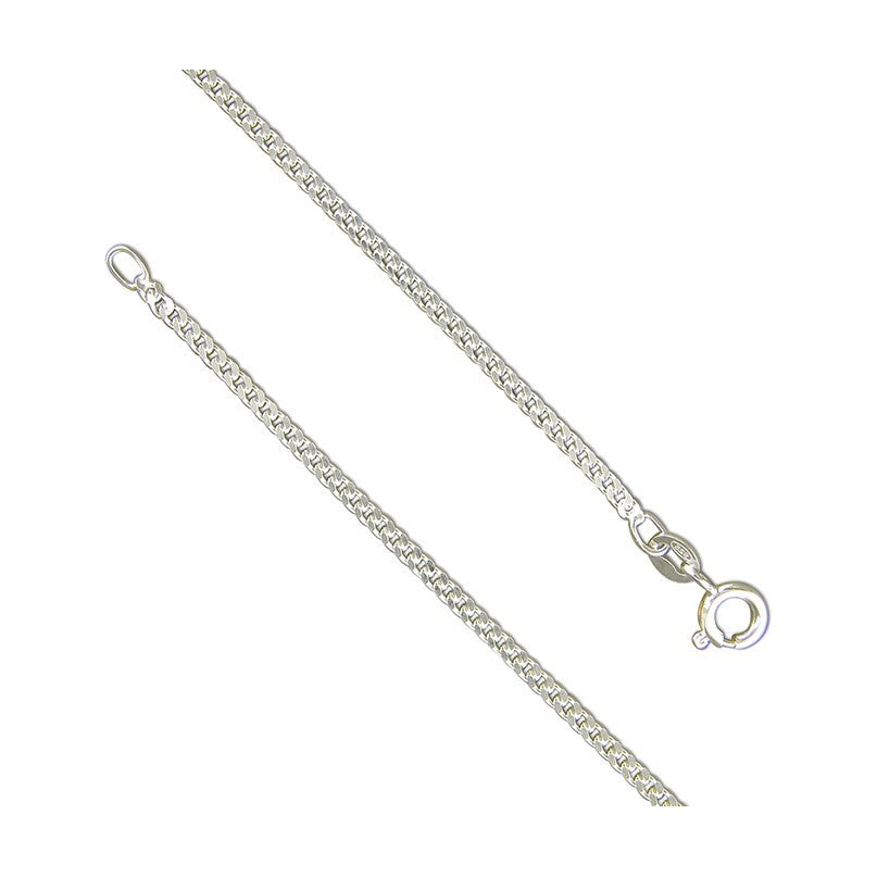 Sterling Silver Chain, 46cm/18in medium diamond-cut curb