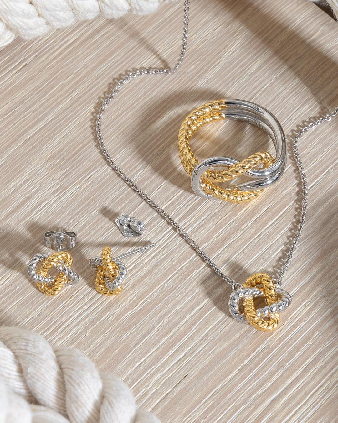 Marina Rope Knot Golden Stud Earrings