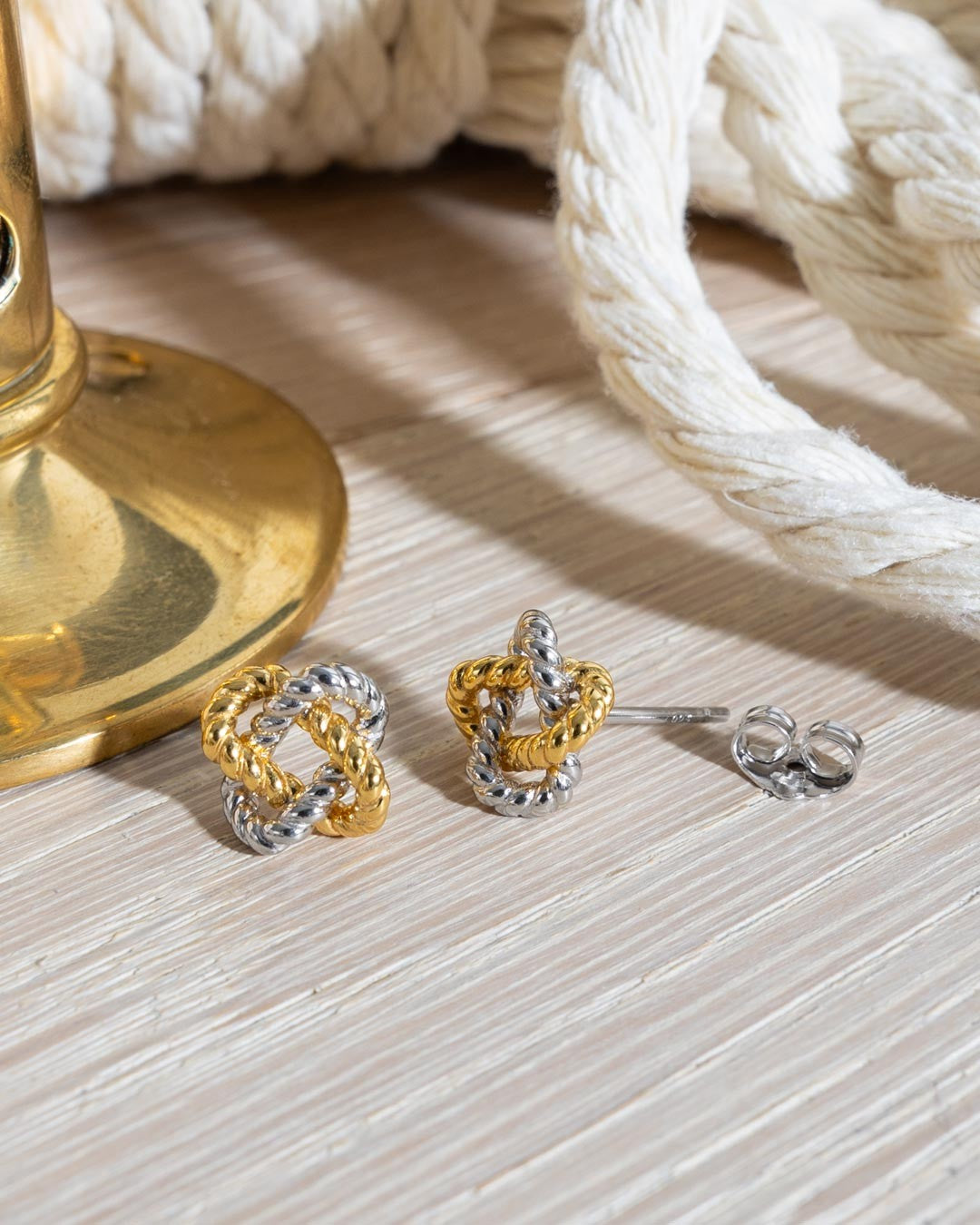 Marina Rope Knot Golden Stud Earrings