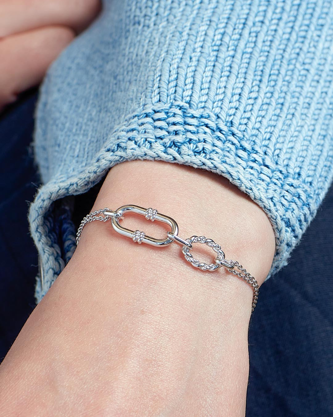 Marina Rope Link Duo Grande Twin Chain Slider Bracelet