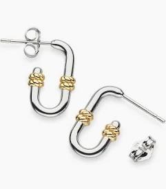 Marina Rope Bar Link Golden Stud Hoop Earrings