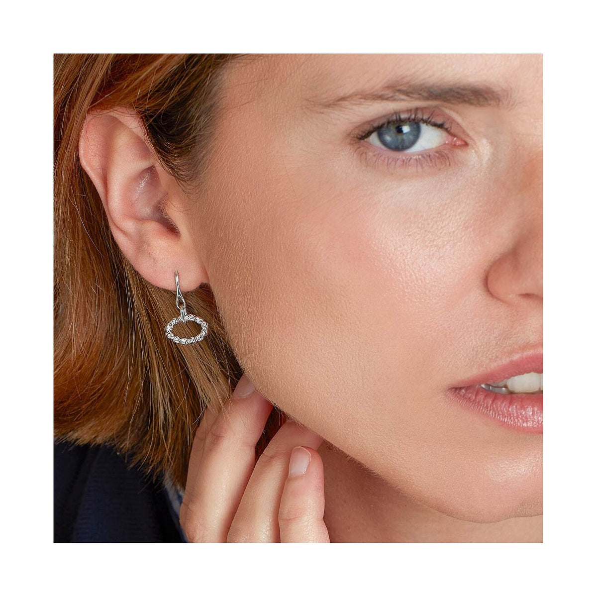 Marina Rope Twist Oval Drop Earrings