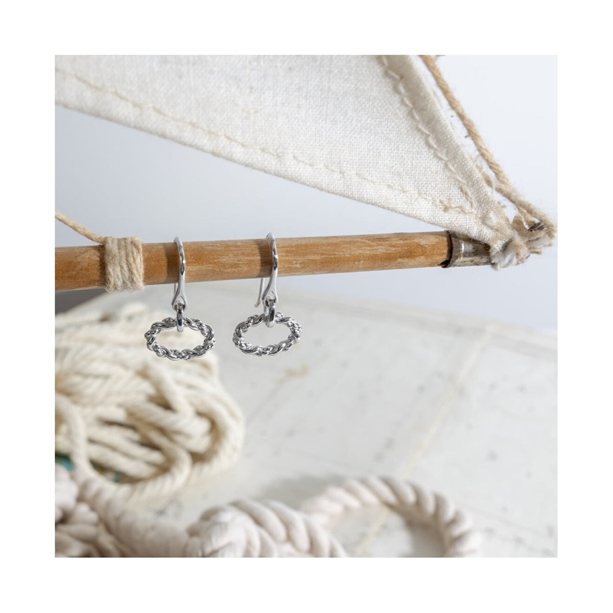 Marina Rope Twist Oval Drop Earrings