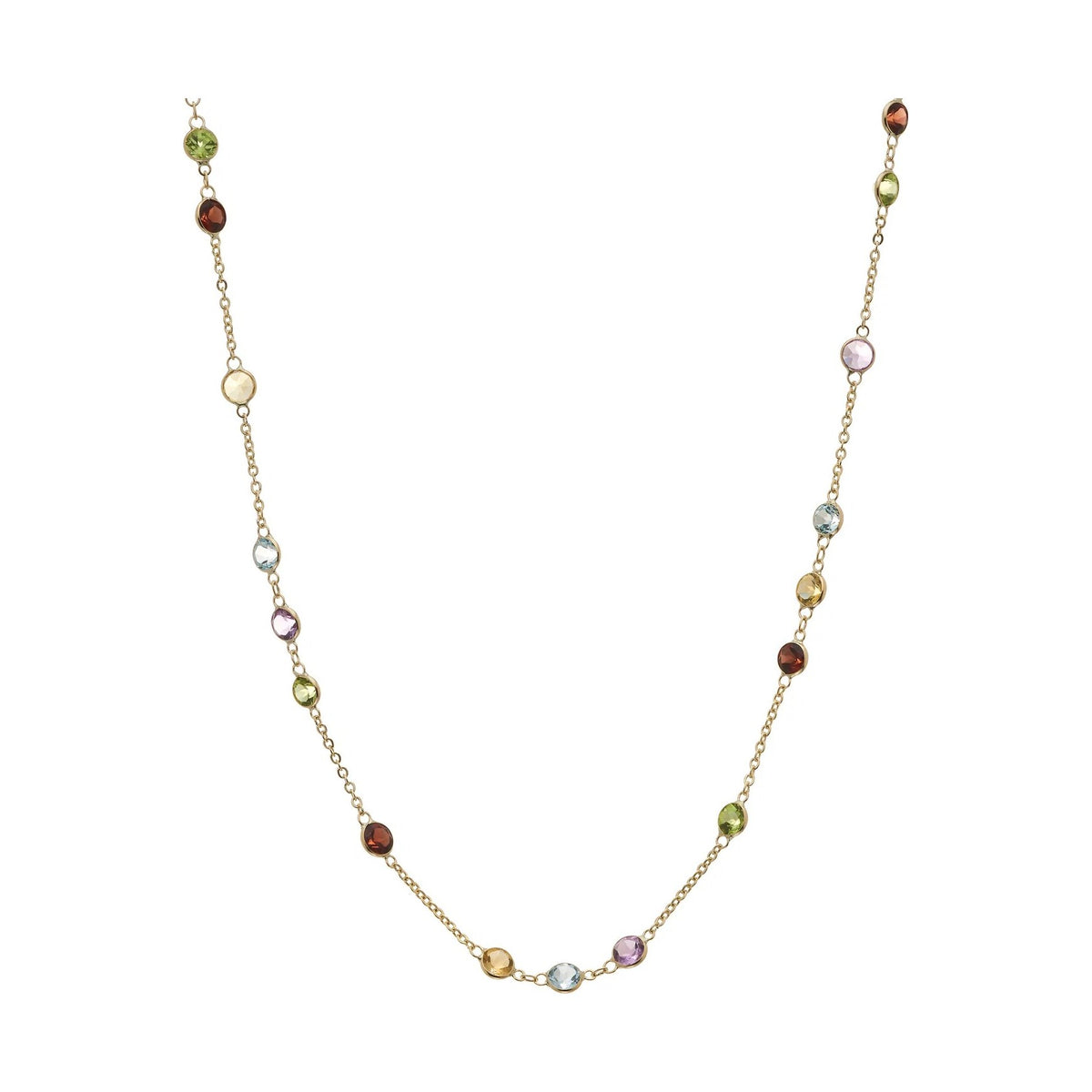 9ct gold 4mm round multi gem necklace