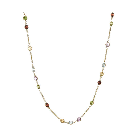 9ct gold 4mm round multi gem necklace