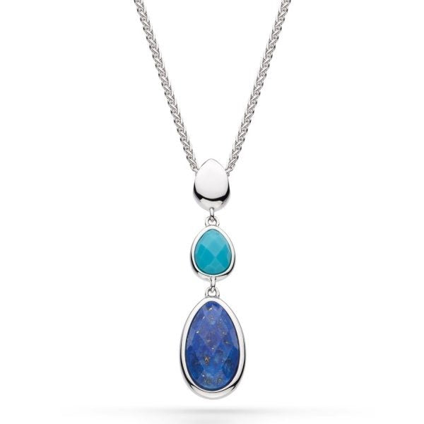 Coast Pebble Azure Gemstone Trio Droplet Necklace