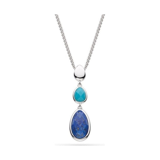 Coast Pebble Azure Gemstone Trio Droplet Necklace