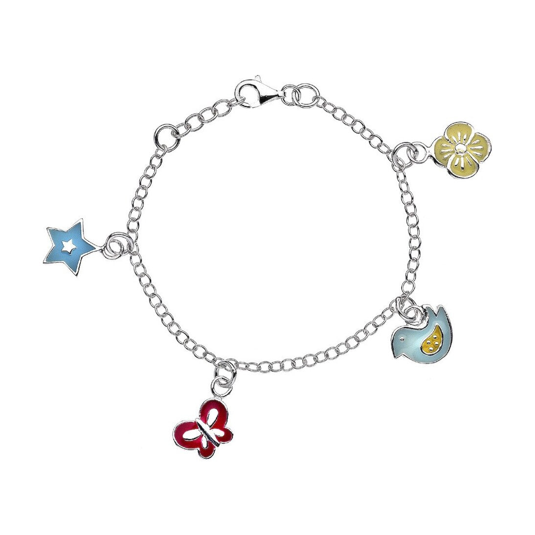 Silver Childs Multi Enamel Charm Bracelet