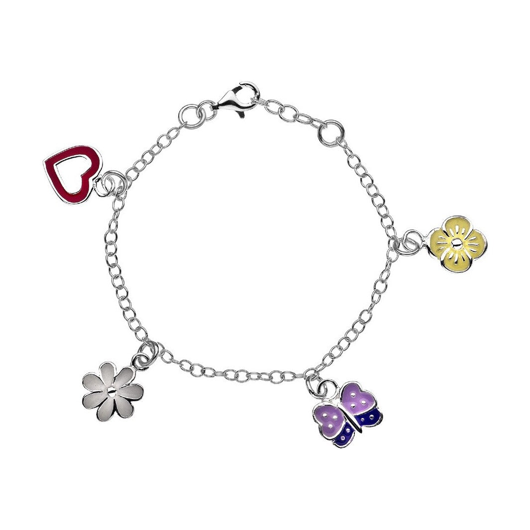 Silver Childs Multi Enamel Charm Bracelet