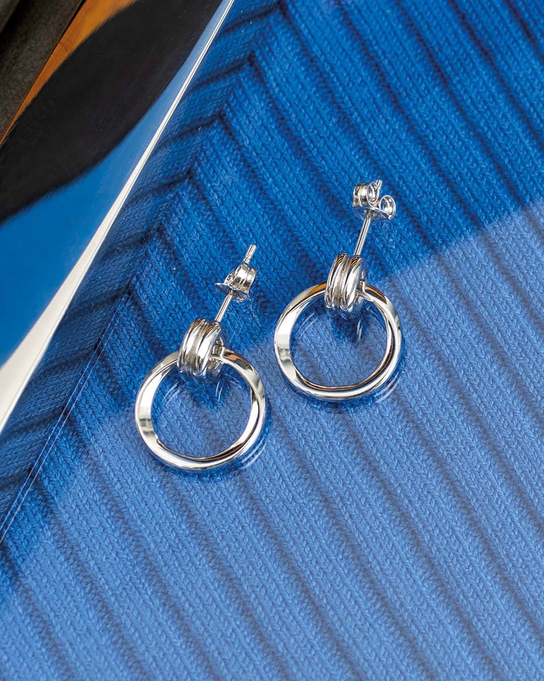 Bevel Unity Drop Stud Earrings