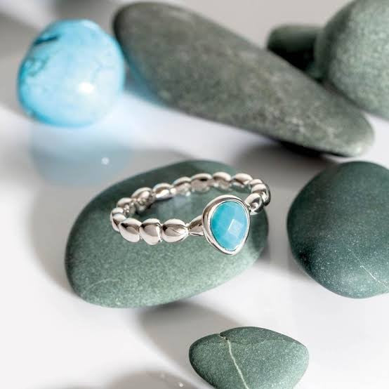 Coast Pebble Azure Magnesite Gemstone Ring