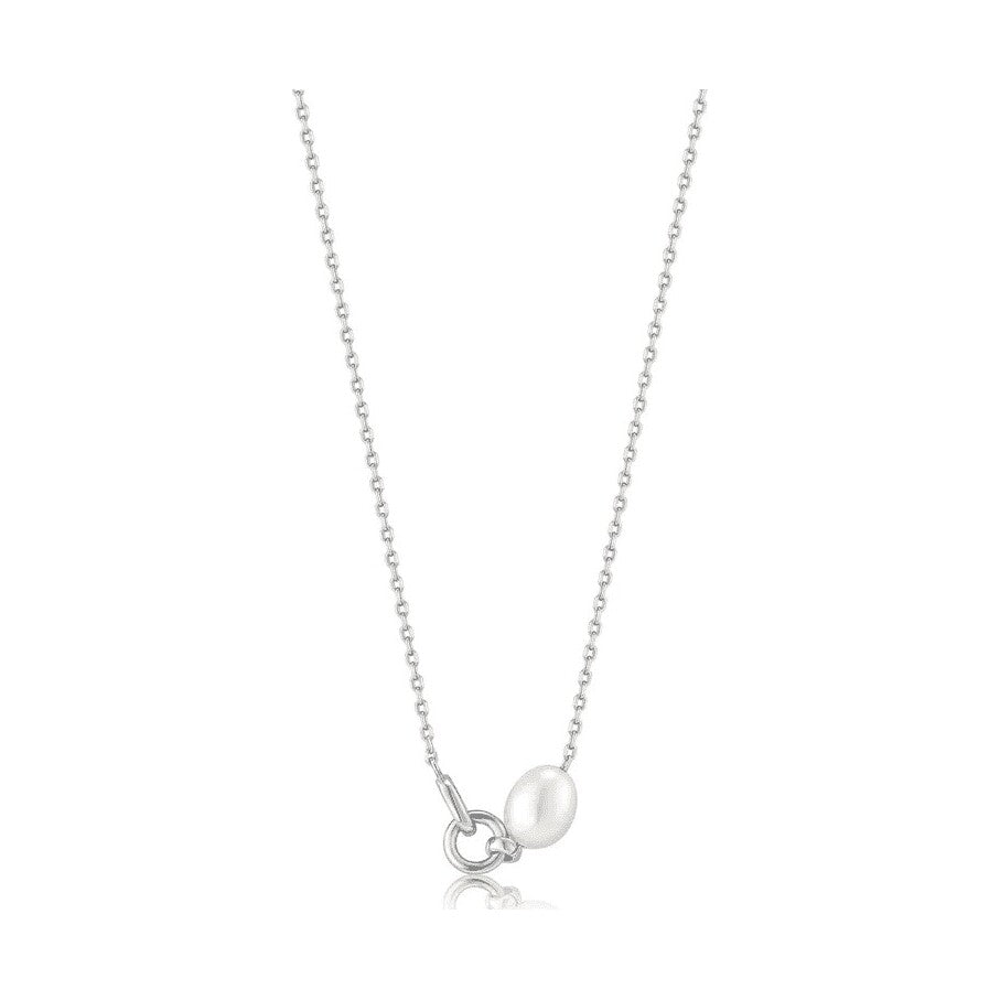 Silver Pearl Link Chain Necklace