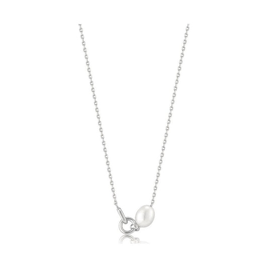 Silver Pearl Link Chain Necklace