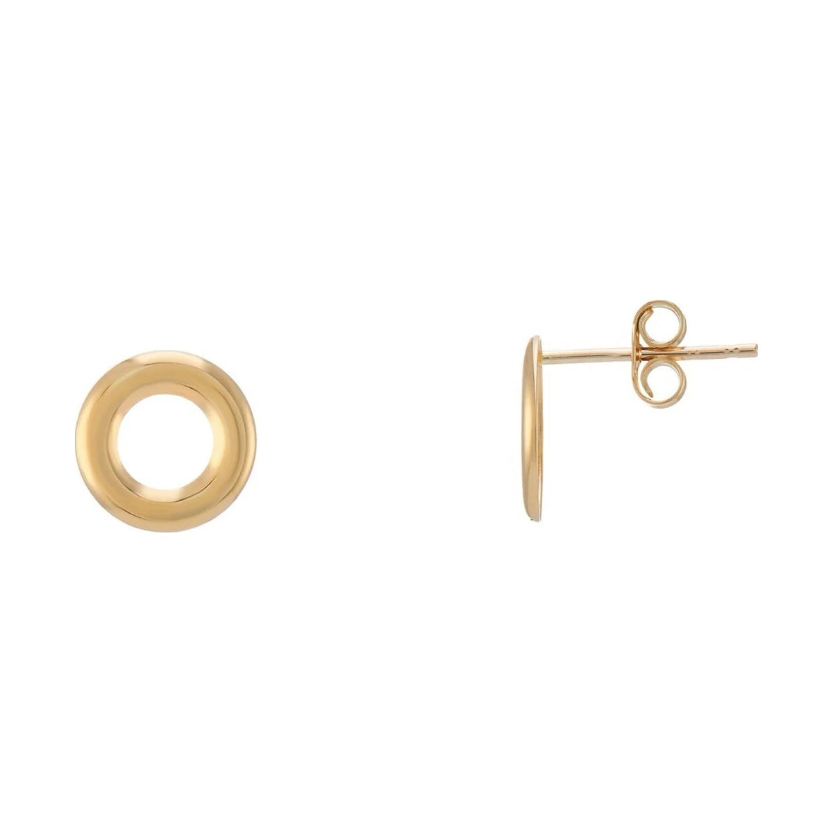 9ct gold open circle plain stud earrings