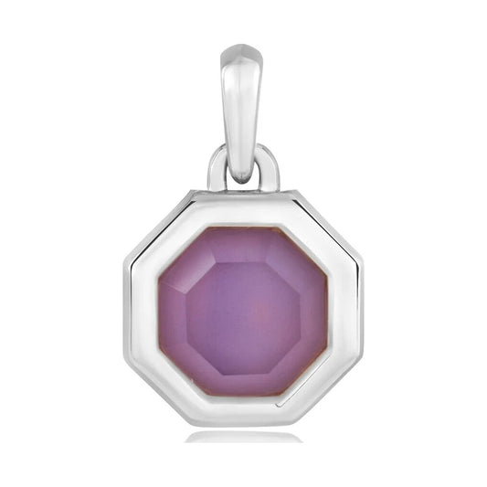Silver Octagon Lilac Quartz Charm Pendant