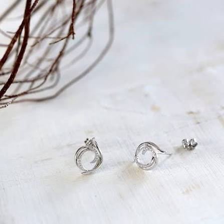 Entwine Helix Wrap Pavé Stud Earrings
