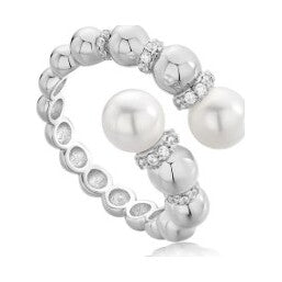 ANIA HAIE MODERN MUSE Silver Pearl Sparkle Interlock Ring