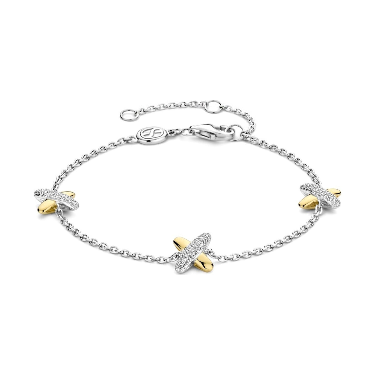 Bicolor Zirconia Cross Bracelet