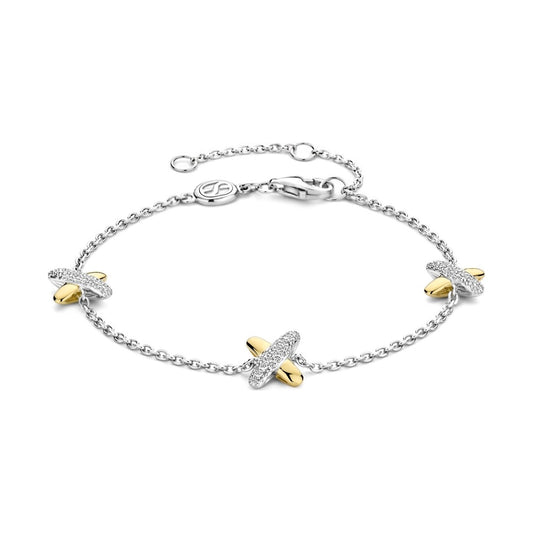 Bicolor Zirconia Cross Bracelet