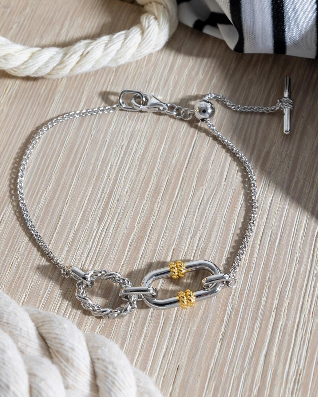 Marina Rope Link Duo Golden Slider Bracelet