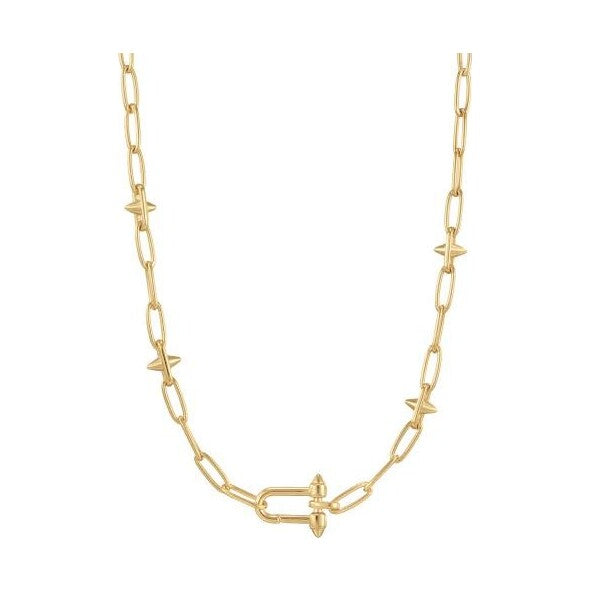 Gold Stud Link Charm Necklace