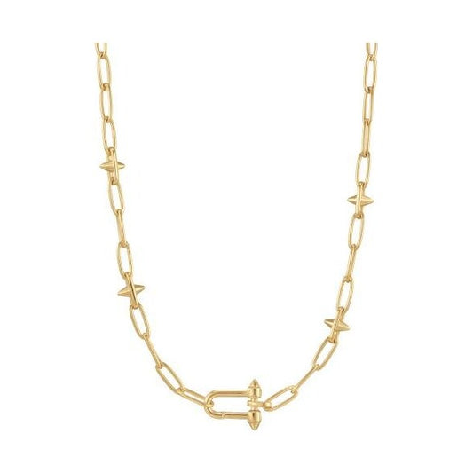 Gold Stud Link Charm Necklace