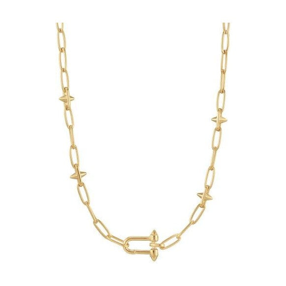 Gold Stud Link Charm Necklace